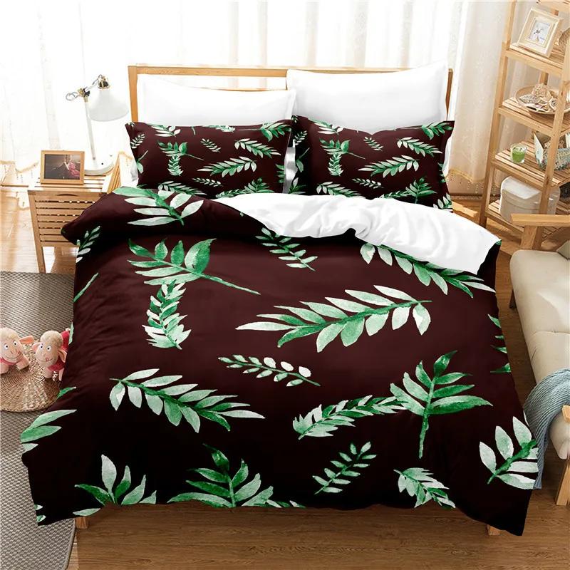 

Cartoon Leaf Duvet Cover Set King/Queen Size Cute Little Fresh Simple Strokes Style Leaves Polyester Bedding Set for Kids Girls 70x133cm 2pcs