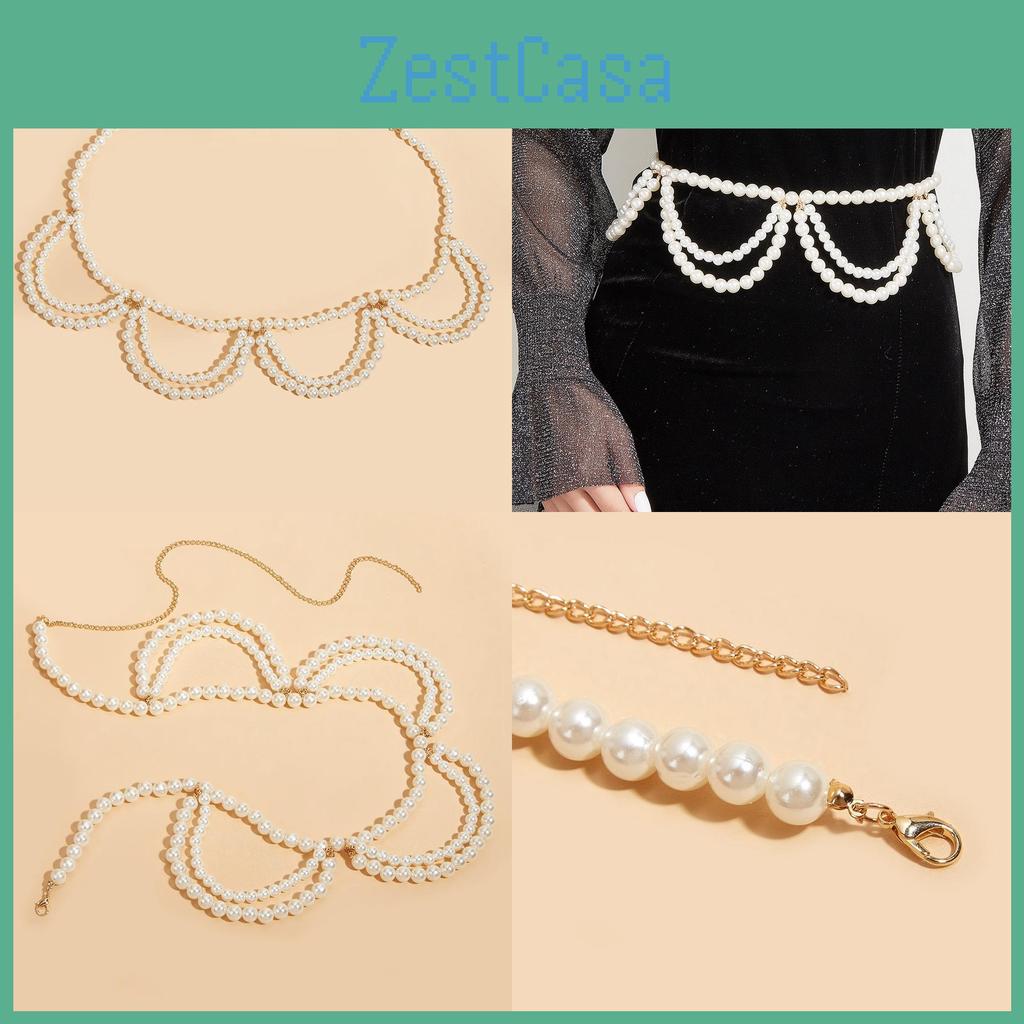 Summer Fashion Waist Jewelry With Faux Pearl And Tassel For Womens Outfits