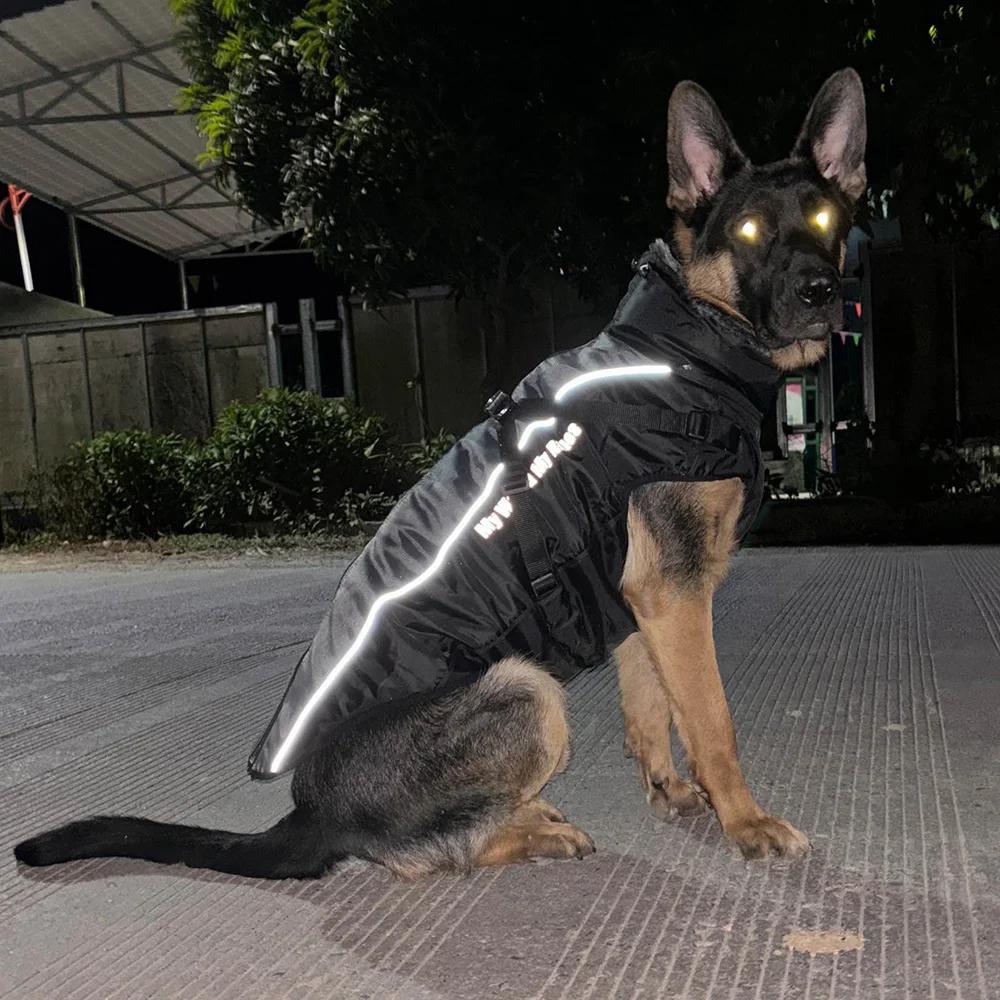 XL-6XL Winter Warm Große Hunde Kleidung mit Pelzkragen Verdicken Haustier Mantel Jacke für Mittlere Große Hunde Labrador Border Collie Kleidung