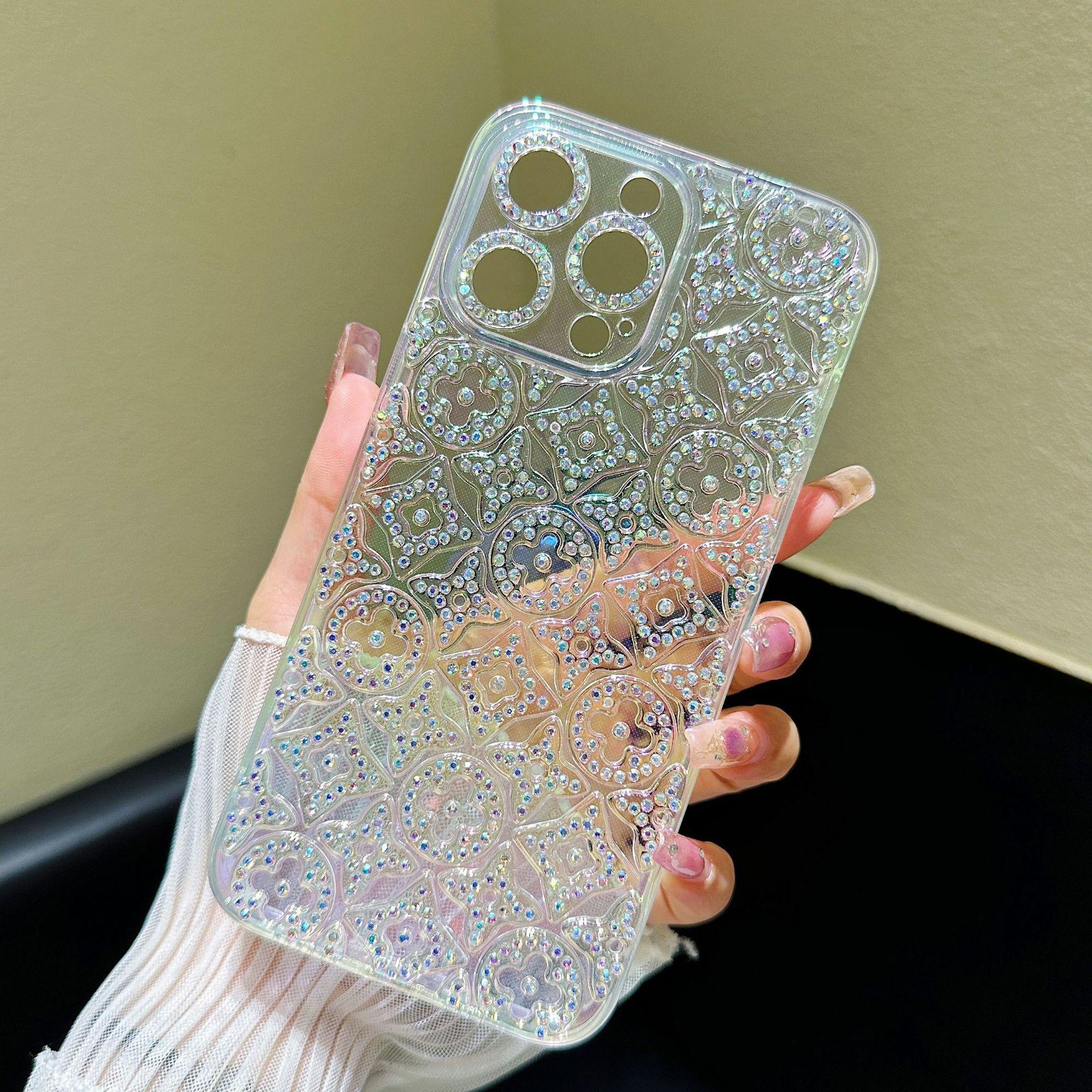 

Подходит для Apple 15 Цвет Цветок Тысяча Бриллиантов Мобильный Чехол Гальваническое покрытие iPhone 14 Роскошный Флэш Бриллиант 13promax Защитный Чехол Apple 14Promax