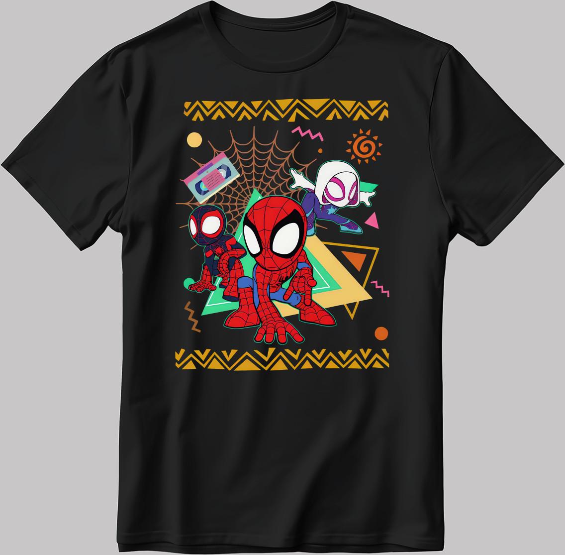 The Spider Man Poster Short Sleeve White-Black Men / Women s DE17 4XL