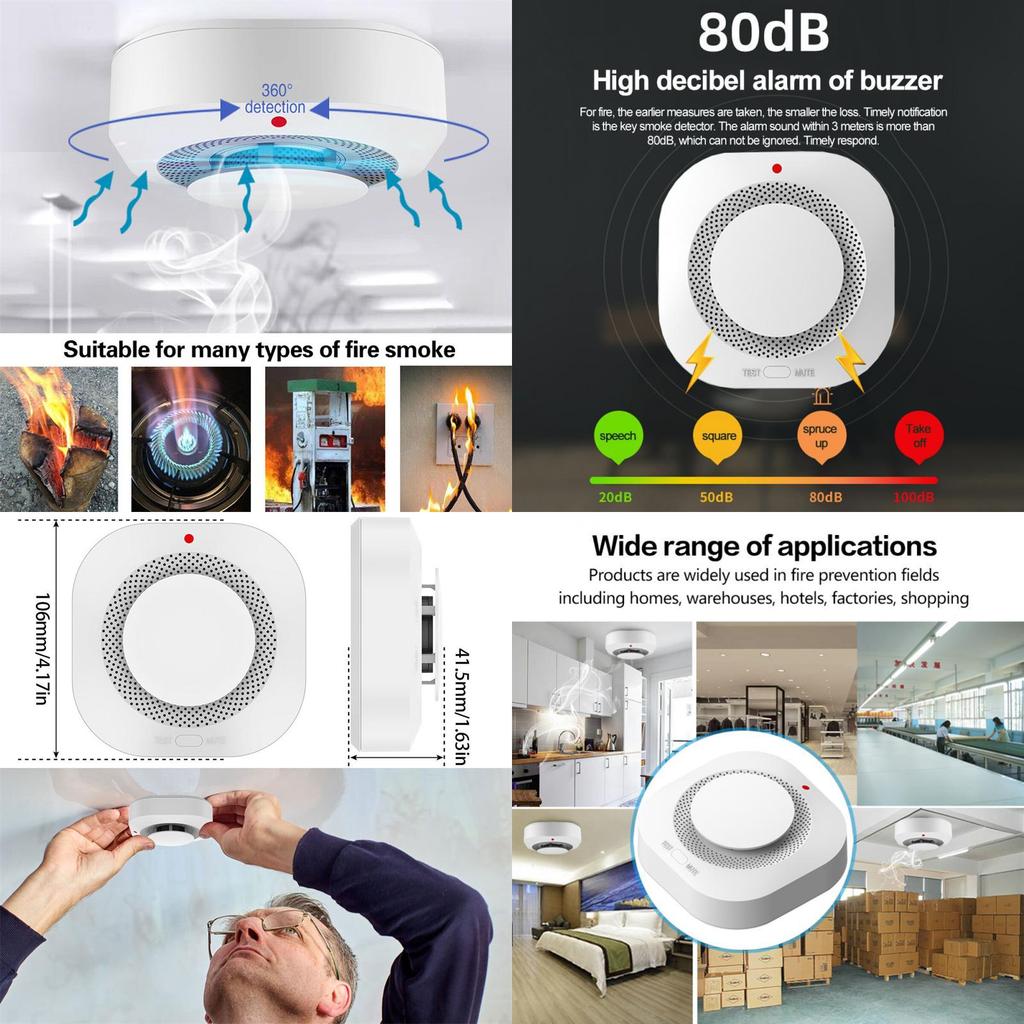 Alarmă detector de fum fără fir pentru uz casnic și comercial