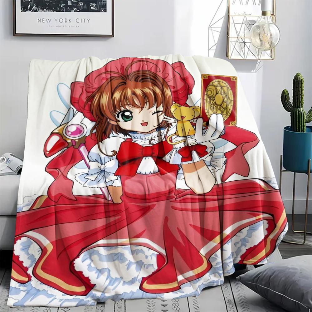 1Pc Cardcaptor Sakura Print Flannel Blanket, High quality Comfortable for All Seasons, Home Decor, Warmth and Comfort, Perfect for Christmas Gifts