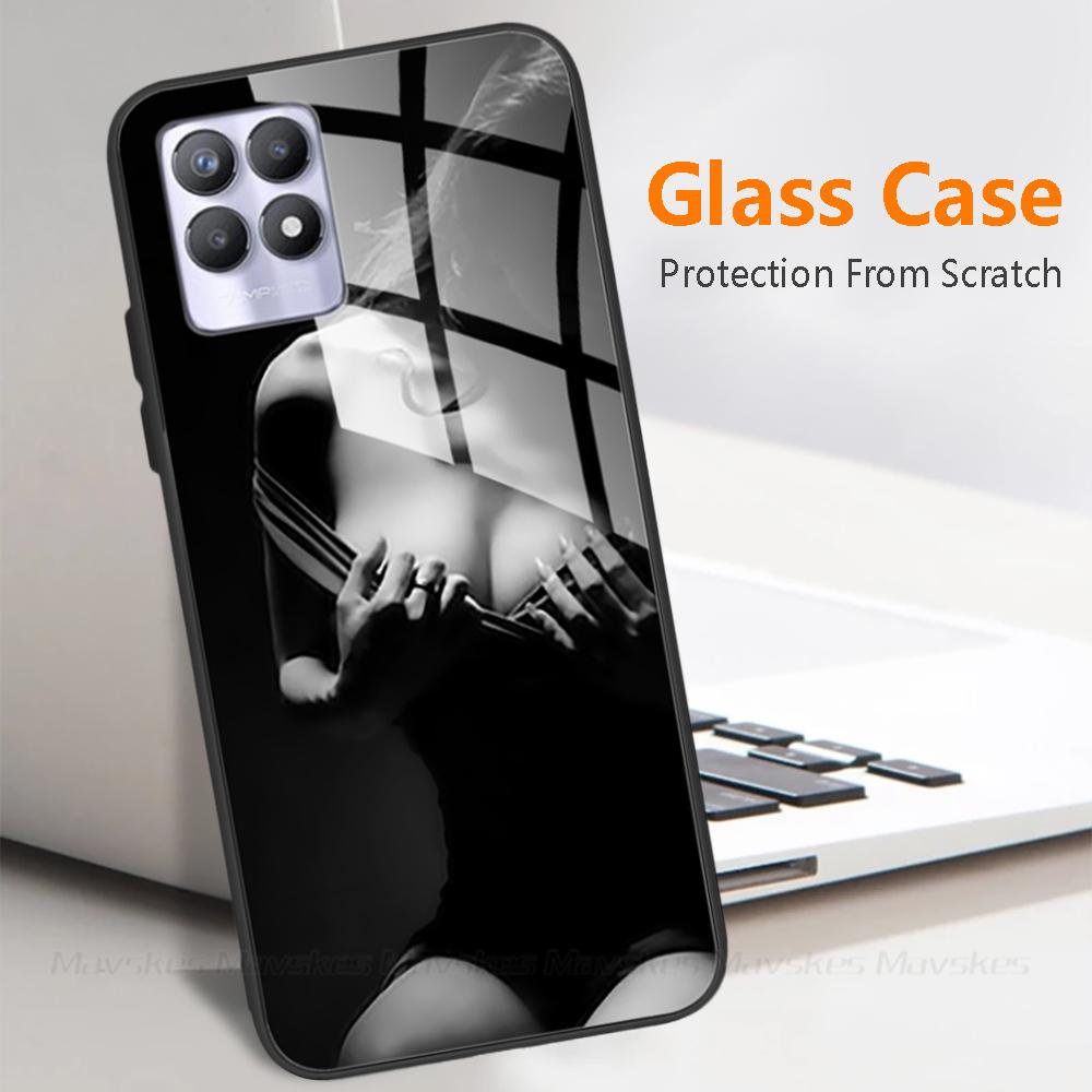 For Realme 8 4G 5G Case 8 Pro Tempered Glass Phone Case For Oppo Realme 8i RMX3151 Back Cover For Realme 8Pro Case Bumper Fundas
