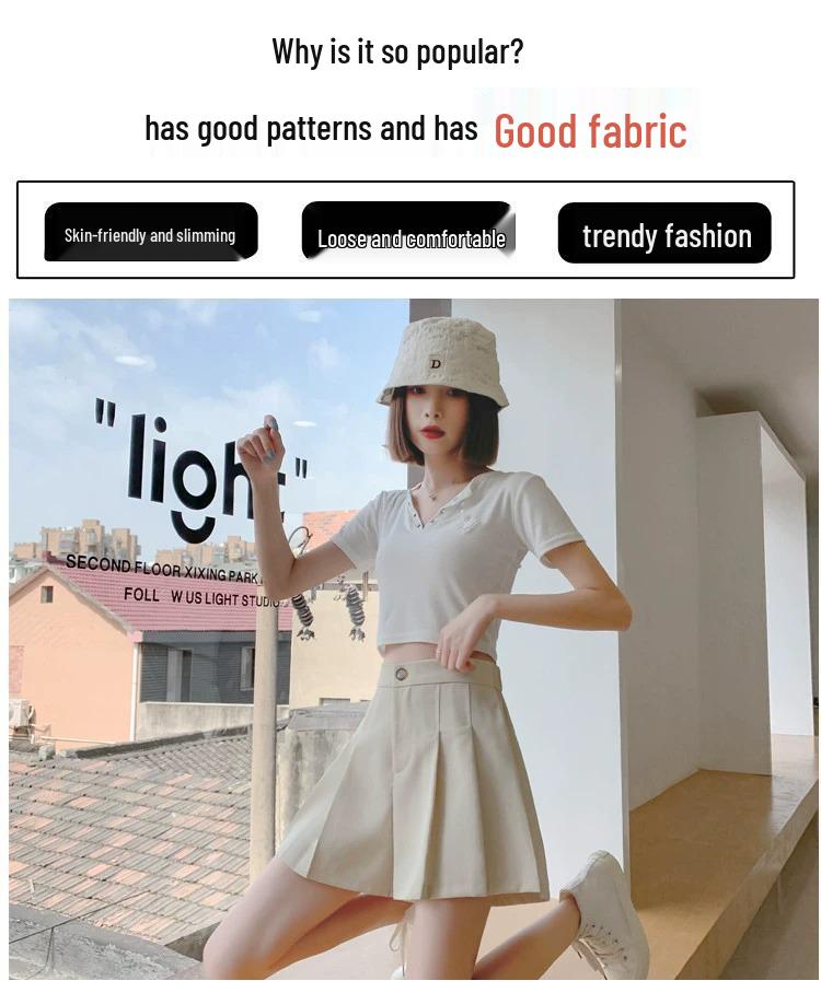 2024 Summer Women's High-Waisted A-Line Pleated Culottes