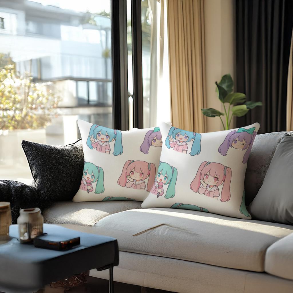 Chibi Hatsune Miku Anime Throw Pillow, Digital Print Decorative Cushion Accent Pillow, Includes Pillow Core For Sofa Bedroom Car