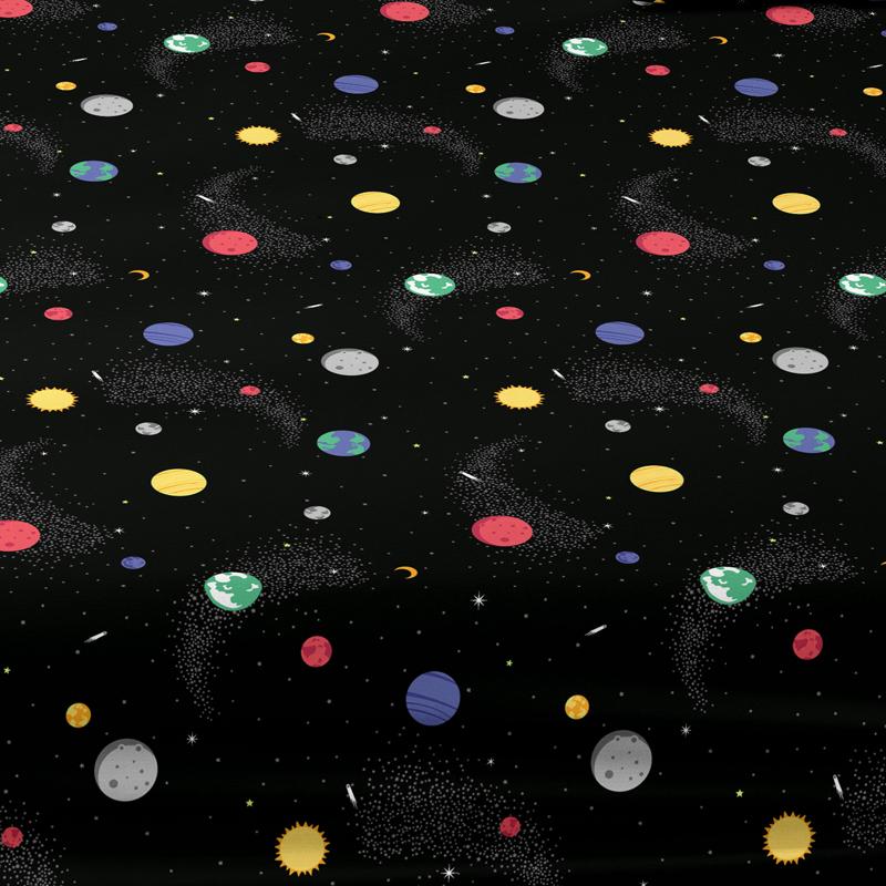 Simple 1 Modern Interstellar Travel Printed Matte Fitted Sheet, Bedroom Printed Bed Cover, Bedding Excluding Pillowcases