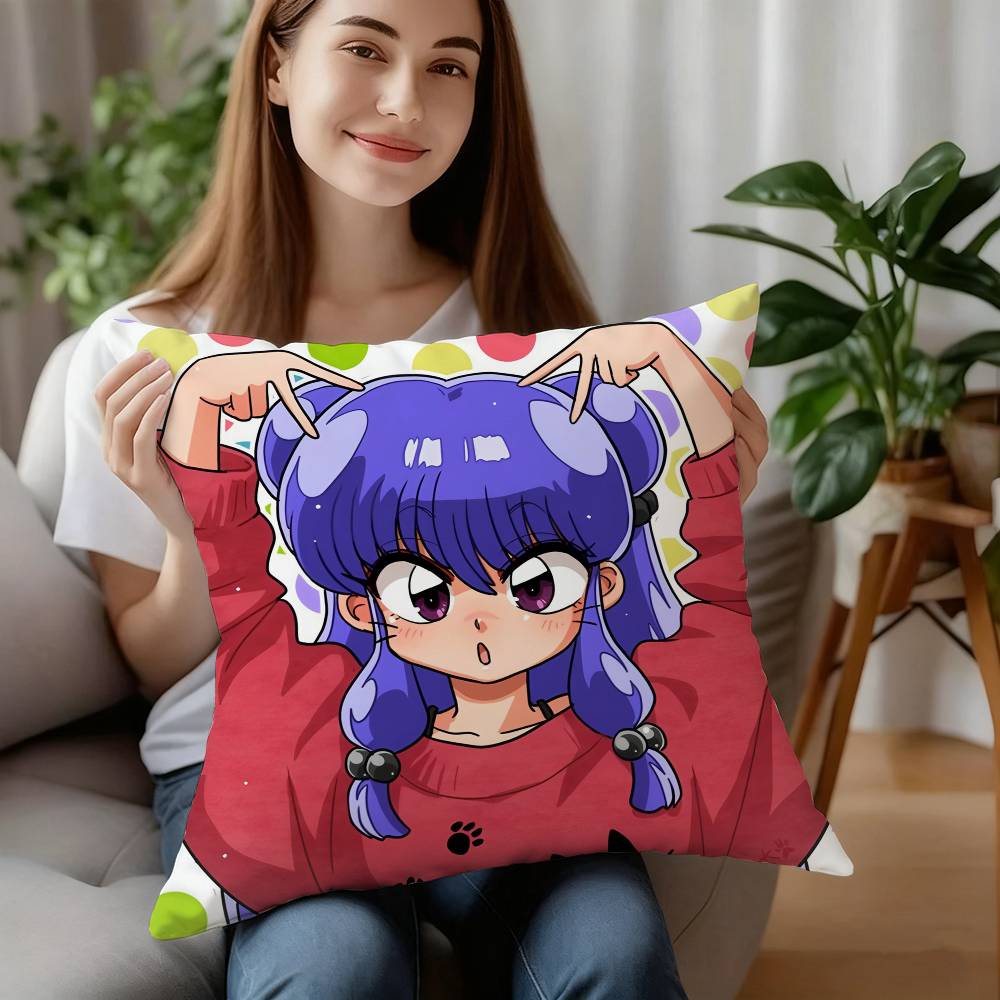 Poszewka na poduszkę z postacią P-chan z kreskówki Ranma Dekoracyjna poduszka na sofę do domu Dwustronny nadruk Krótki plusz Poszewka na poduszkę Prezent świąteczny