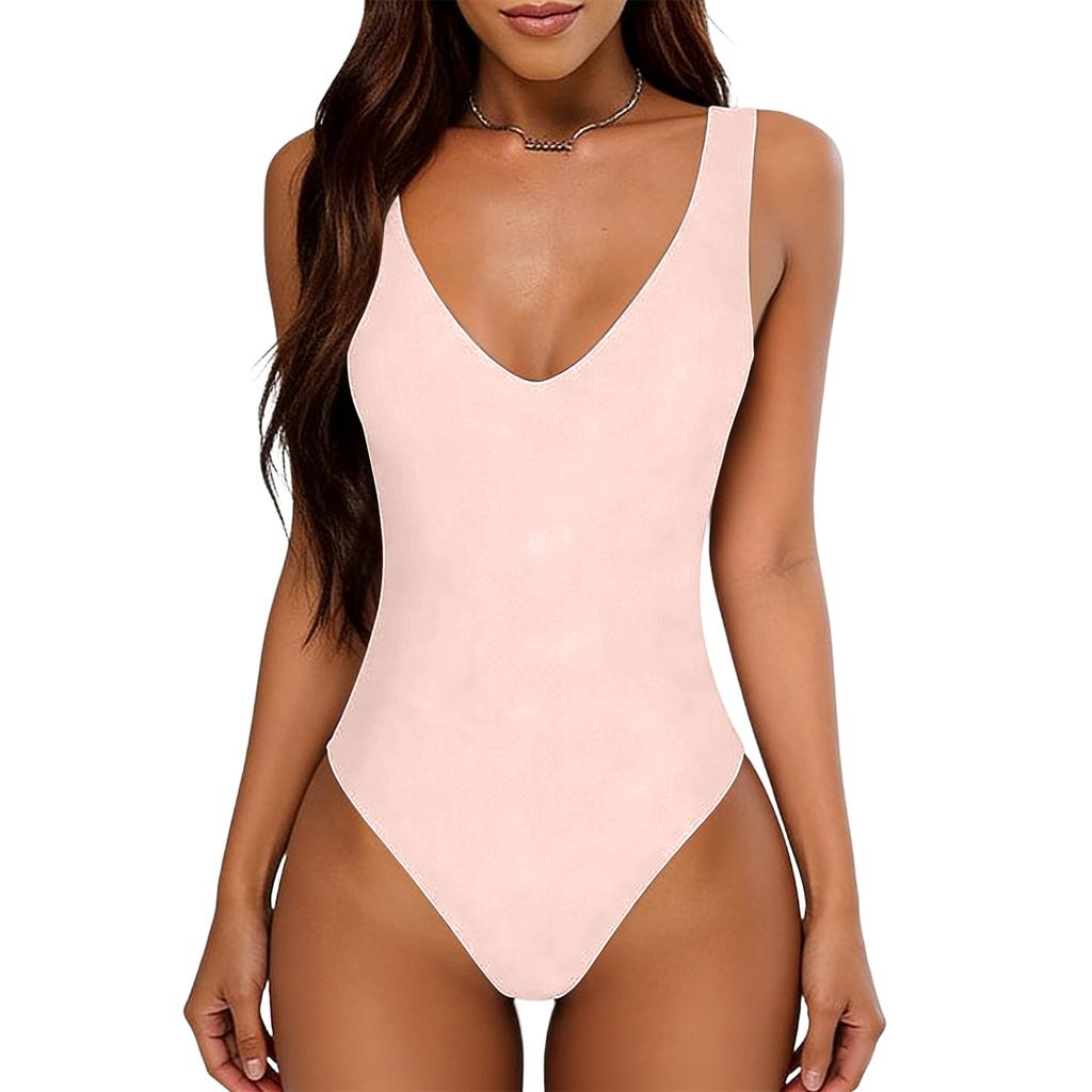 Women's Deep V-neck Sexy Backless Sleeveless Bodysuit