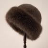 Hat women's winter new thickened warm imitation fur fashion simple bucket hat imitation mink women's Mongolian hat
