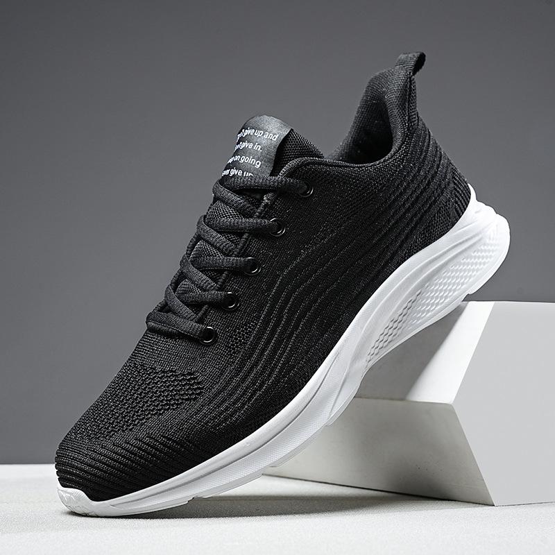 Men's Shoes Outdoor Fly-woven Running Shoes Sports Shoes Spring and Summer Mesh Cloth Surface Large Size Walking Shoes Lightweight Breathable Casual