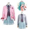 Miku Hatsune Vocaloid Cosplay Costume Set School Jacket Jk Uniform Dress Party