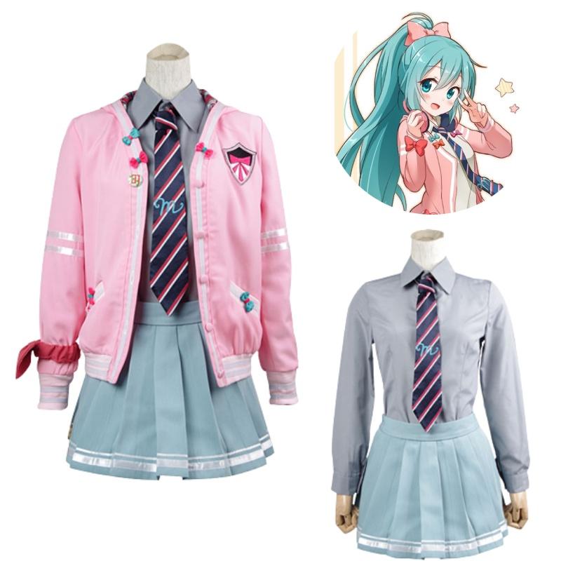 Miku Hatsune Vocaloid Cosplay Costume Set School Jacket Jk Uniform Dress Party