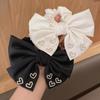 Korean Heart Bow Women's Scrunchie: High-End Retro Elastic Hair Tie