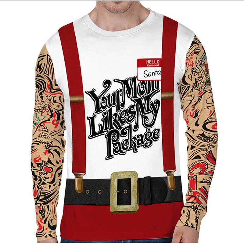 Christmas Santa 3D Printed Long Sleeve T Shirt For Men Women Casual Fashion Streetwear Comfortable Tops Cosplay Y2k Ugly TShirt