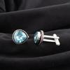 Sky Blue Topaz Gemstone 925 Sterling Silver Jewelry Handcrafted Cufflinks 0.62" CL-8-6