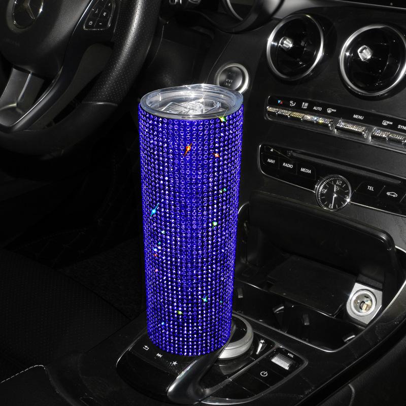 500ml Diamond Crystal Car Bottle Stainless Steel Water Bottle Bling Rhinestones Vacuum Flasks Coffee Cup Tumbler Car Accessories