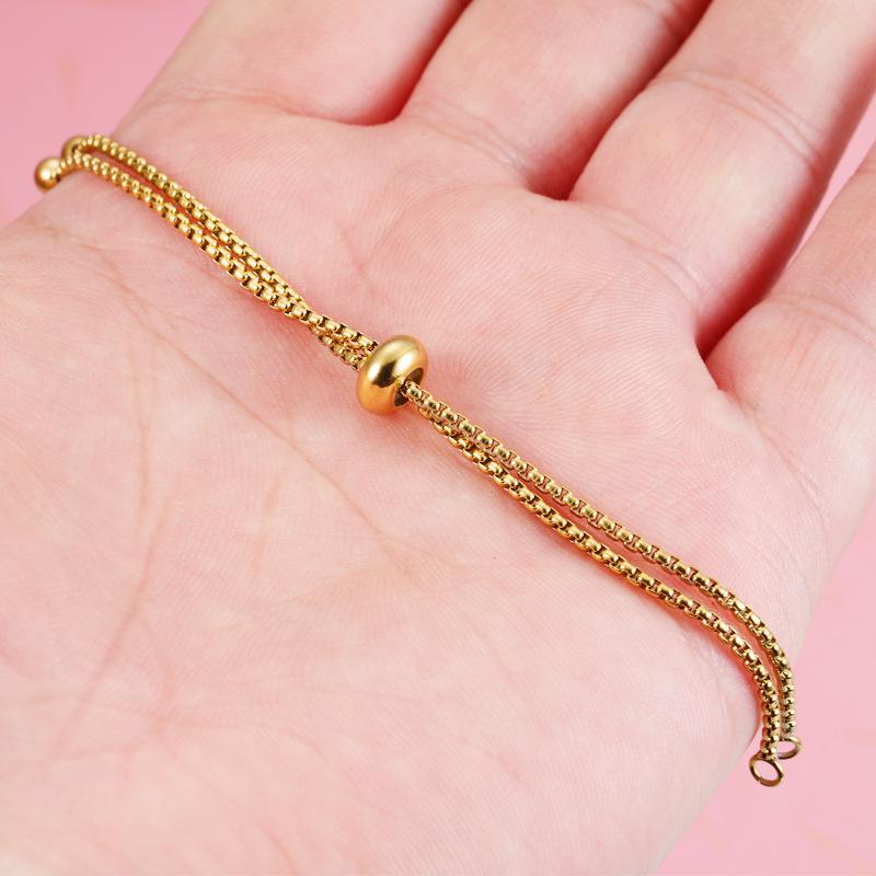 DIY verstellbares Edelstahl-Gummiperlenarmband mit nicht abnehmbarer Perlenkette