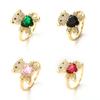Cute Zircon Bear Rings for Women Girls Rhinestones Heart Finger Rings Lover Bear Hug Couple Rings Wedding Jewelry Gif
