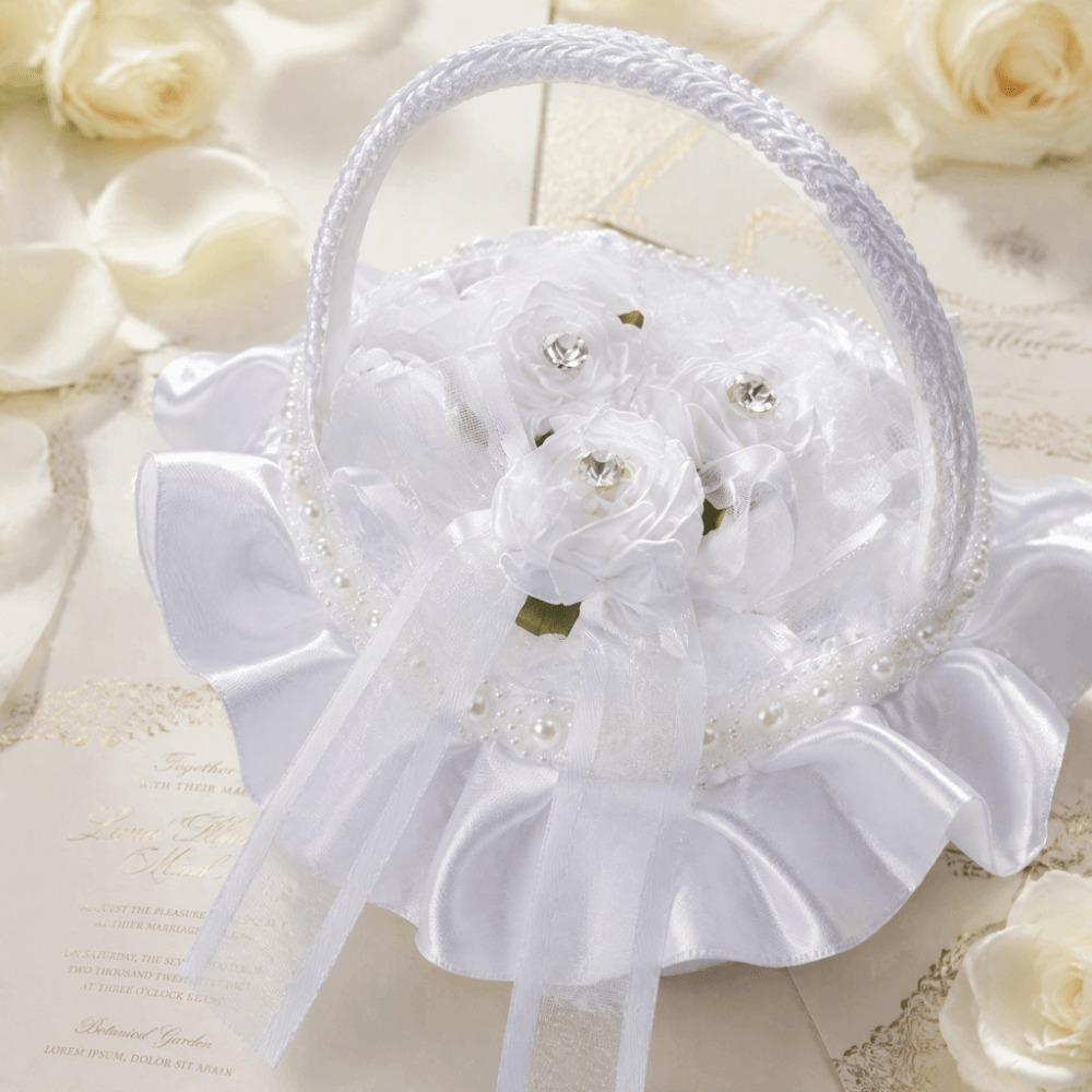 4.33x3.94in. Ring Pillow Heart Shape Flower Basket Romantic Wedding Ring Pillow Wedding Ceremony