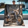 Individuelle Motorraddecke Retro-Fahrraddesign Personalisierter Name Fleece-Überwurf Ganzjahres-Weich Warm Bettwäsche Heimdekoration Geschenk für Männer