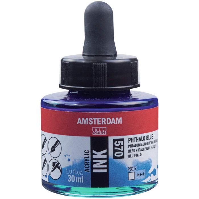 Acrylic Ink Amsterdam 30ml Phthalo Blue Acrylic Ink Bottle