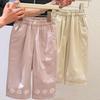 Girl's Korean Style Embroidered Flower Casual Autumn Long Pants - Stylish Children's Trousers In Stock