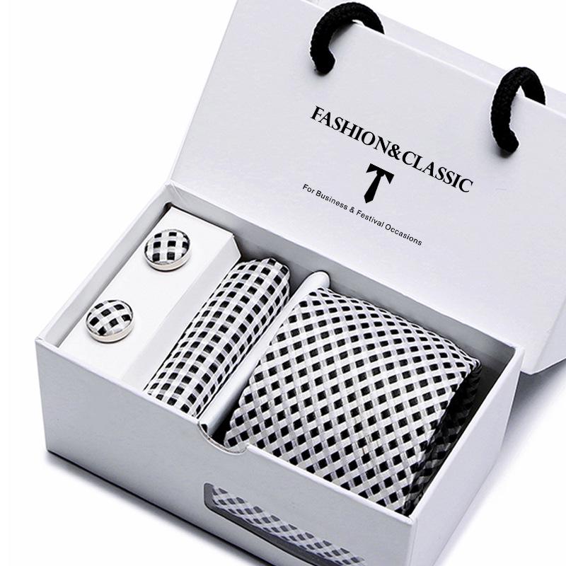 Men's Tie Gift Set: Striped & Polka Dot Tie, Pocket Square, Cufflinks