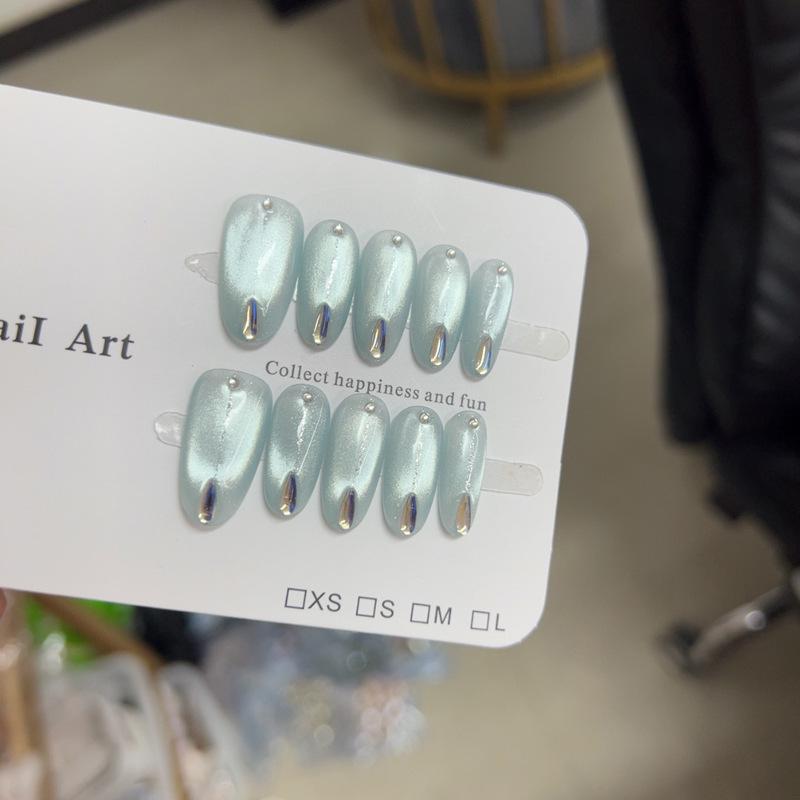 

Ледяной Голубой Кошачий Глаз Аврора Стеклянная Бусина Леска для Креветок Накладные Ногти - Высококлассные, Прозрачные, Светло-голубые, Средней длины, Отбеливающие, Носимые