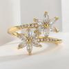 Charm-In 1pc Cubic Zirconia Flower Decor Wrap Ring Copper Jewelry Valentines