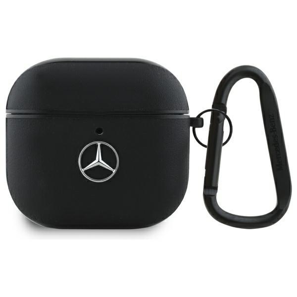 Mercedes Mea4Cslbk Airpods 4 Cover       Czarny/Black Leather Metal Logo