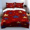 Golden and Blue Stars Pattern Bedding Duvet Cover Set Duvet Cover Pillowcases  (1*Duvet Cover 2*Pillowcases, Without Duvet Insert)