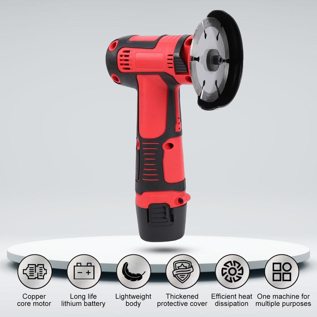 Cordless Brush Angle Grinder Kit 19500rpm Mini Electric Angle Grinding Tool with 2pcs 3900mAh Batteries and 10pcs
