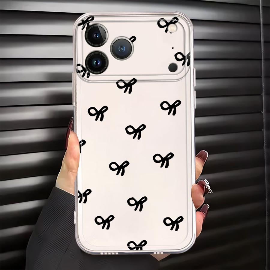 

Чехол для iPhone 17 Pro Max 13 Pro 15 11 12 Mini 14 Plus 7 8 Air 16 XR XS Max Мягкая накладка на телефон Модный бант iPhone 12 mini