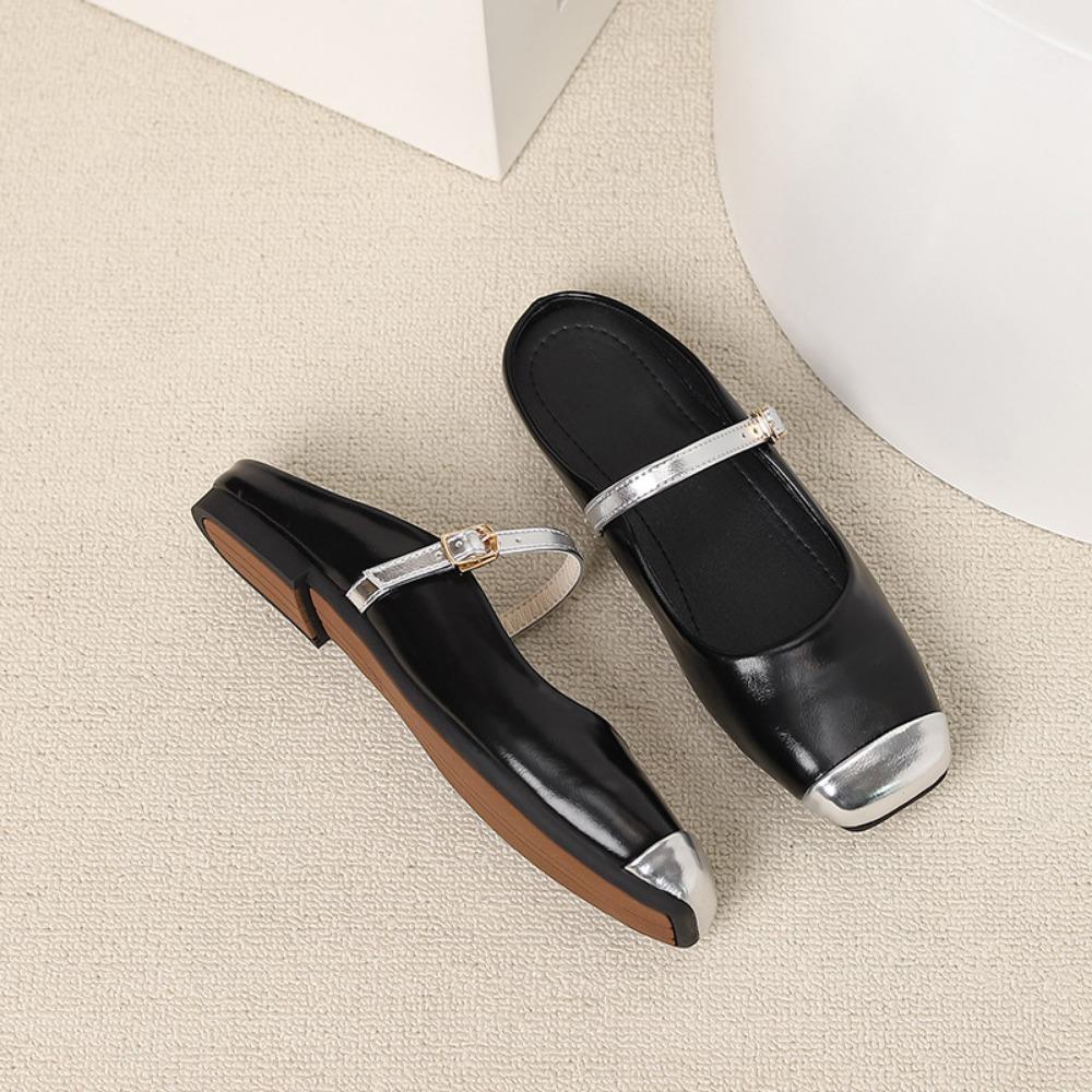 Damen Flache Hausschuhe Sommer Draußen Baotou Halbschuhe Damenschuhe Mode Frühling/Sommer Französische Flache Schuhe Damen Sandalen