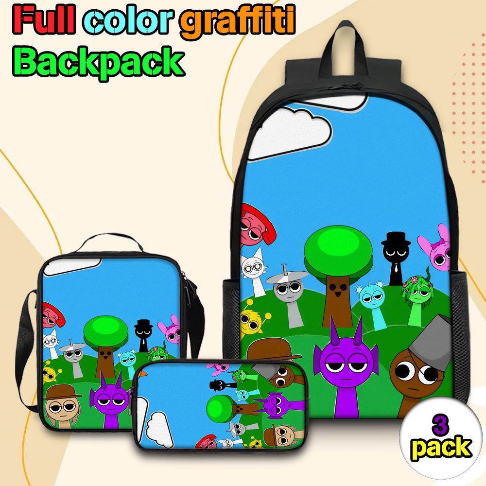 Sprunki Rhythm Box Backpack Primary School Third and Fourth Grades Lightweight Student School Bag L