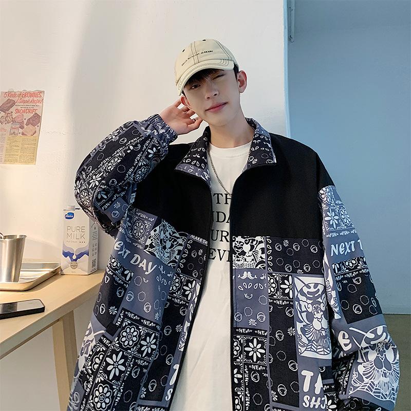 

Мужская весенне-осенняя модная куртка, новая модная куртка со свободной талией и воротником-стойкой, индивидуальная модная куртка с длинными рукавами XXXL