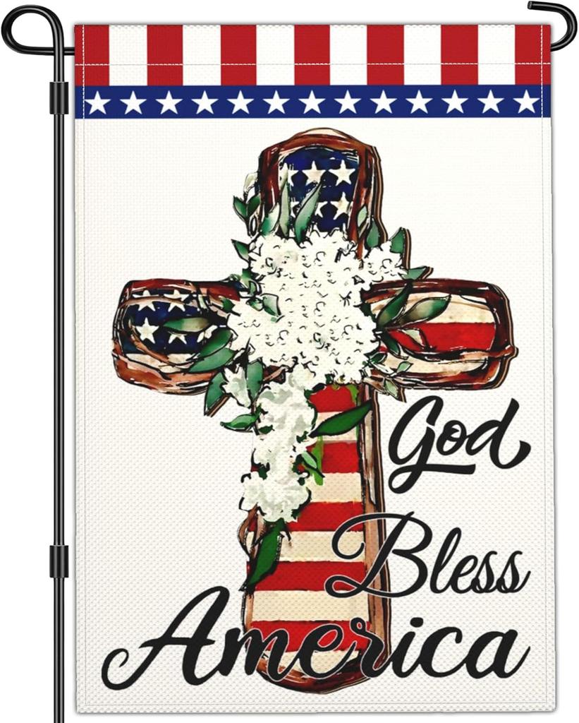 Yesuavt God Bless America 4th of July Patriotic Garden ag 3 Ply Polyester Independence Memorial Day American Garden ags LLX