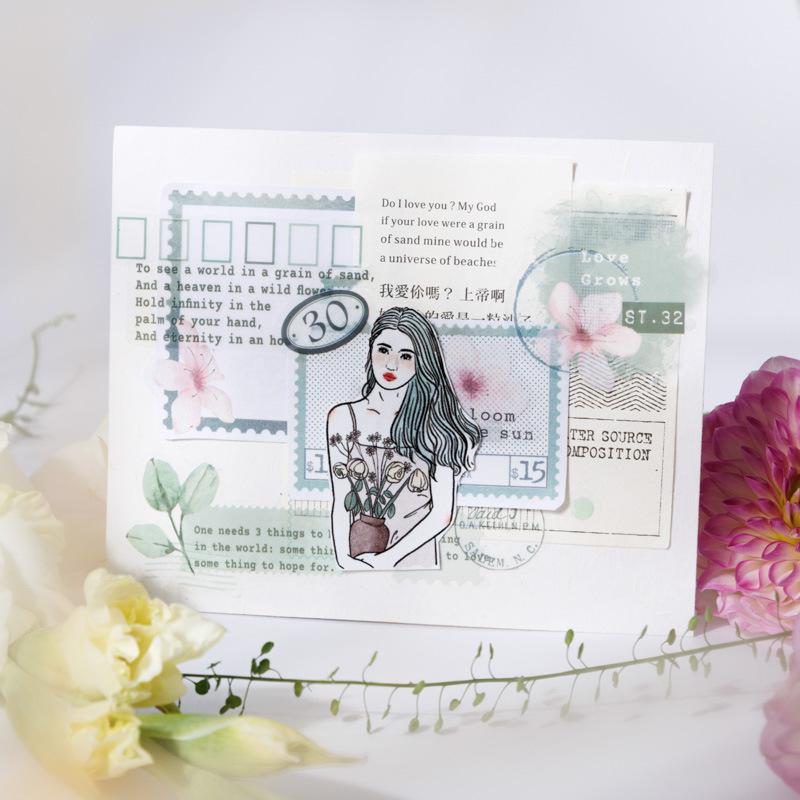 20-Piece Light-Colored Floral and Plant Sticker Book Handmade Craft Collage and Journal Layout Decoration
