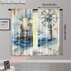2pcs, Window Curtain 2D Plane Printing 1 To Lighthouse Machine Washable (without Rod) Thermal Insulation, and Room Darkening