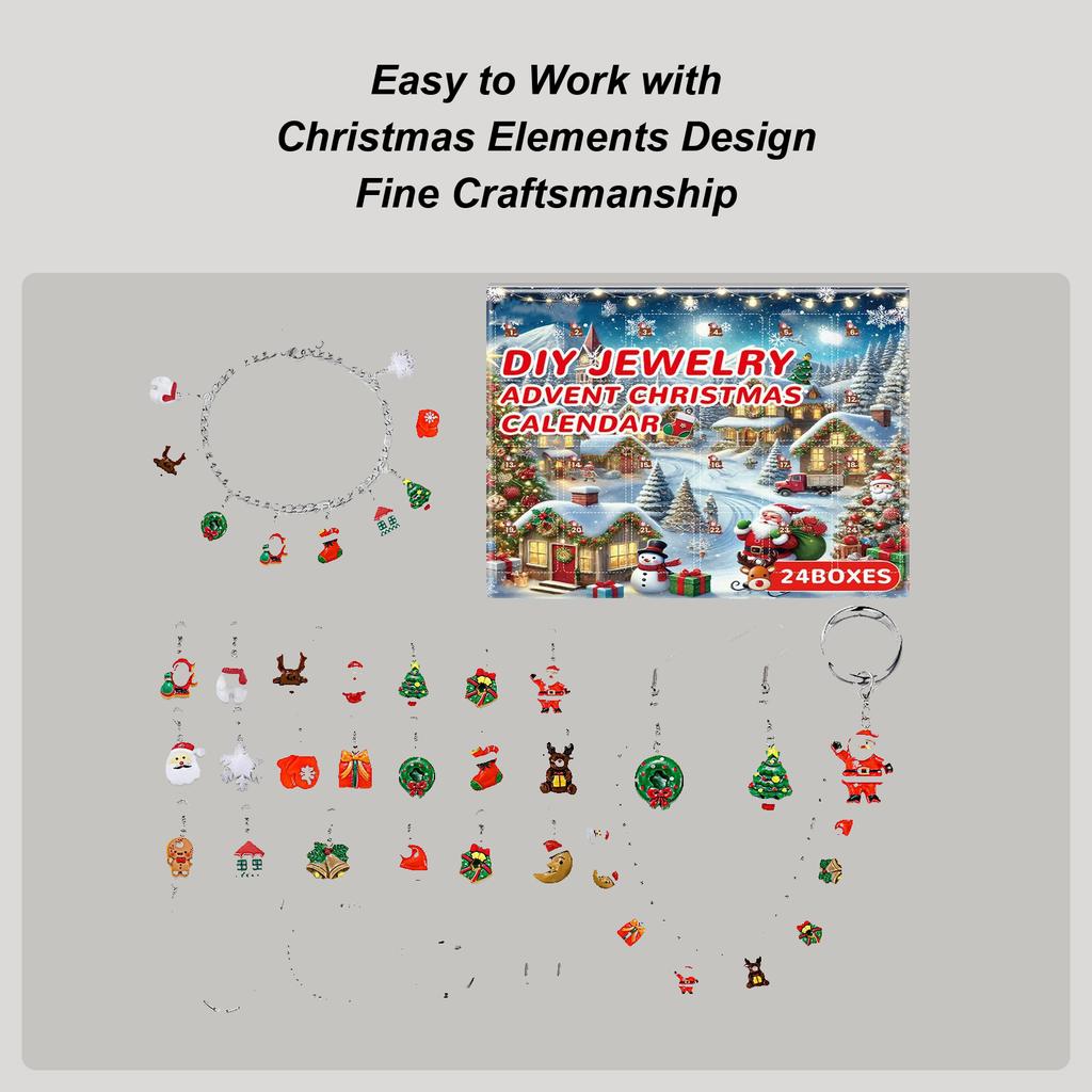 Creative Christmas Jewelry Advent Calendar Christmas Bracelet Charm Box Set Christmas Countdown Small Gift Set Jewelry Toys