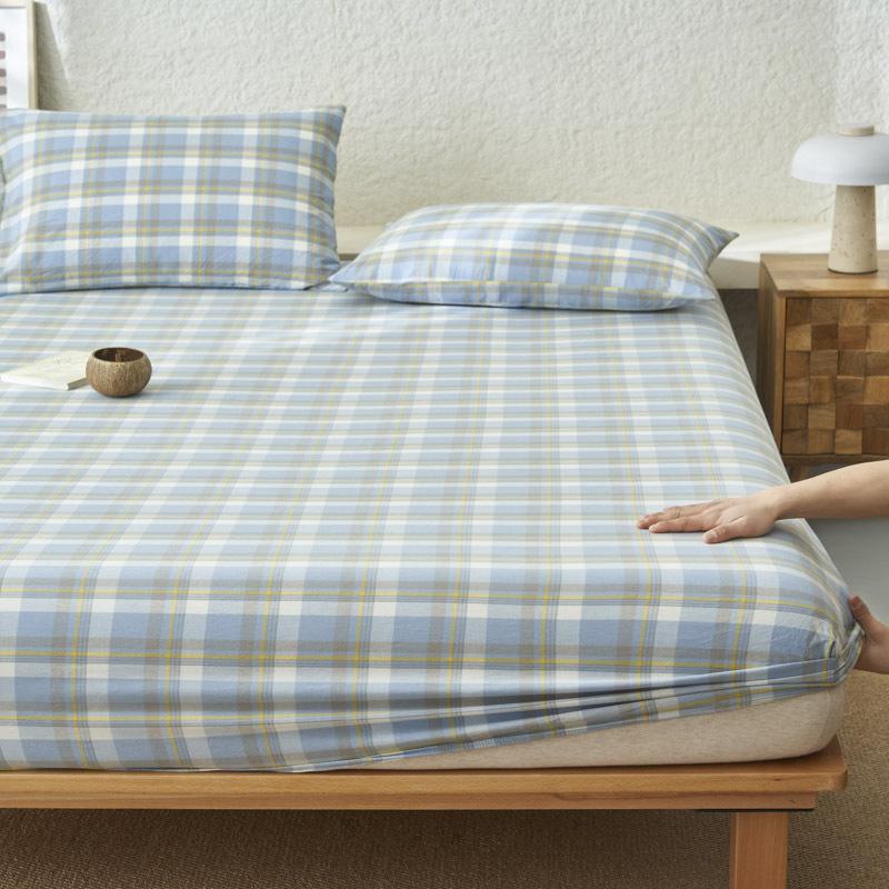 Premium Cotton Plain Fitted Sheet Deep Pocket Elastic Edges Non Slip Sheet Home Mattress Protector Soft Sheets Couvre Lit