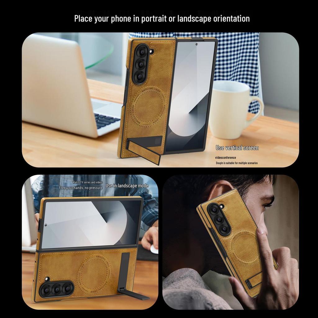 Crystal Shield Leather Magnetic Stand Case for Samsung Z Fold7 - Full Coverage, Drop-Proof Protection