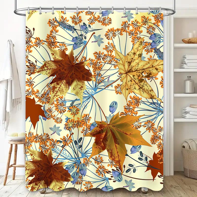 Vibrant Autumn Leaves Shower Curtain Floral Decor for Bathroom Decorations Waterproof Fabric Modern Home Decoration