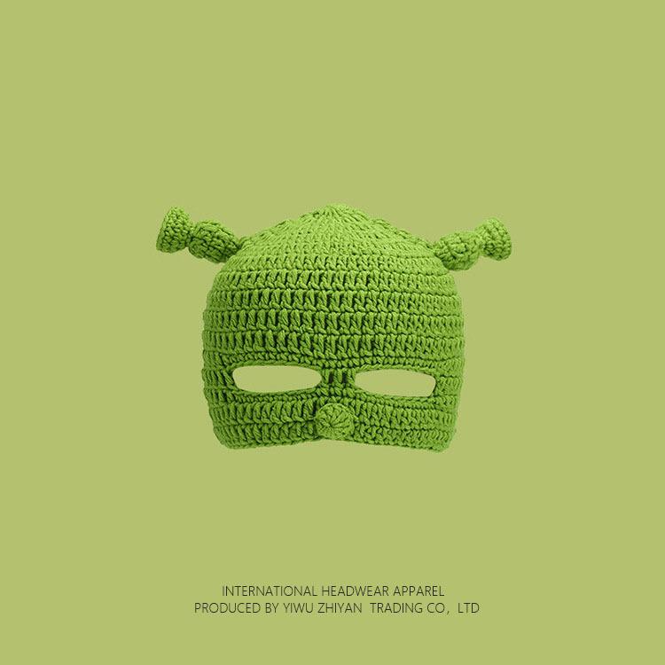 Ruffian Baby Monster Shrek Knitted Pullover Autumn and Winter Devil Long Braid Cartoon Handmade Wool Hat Tide
