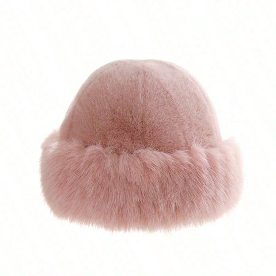 1pc Women's Winter Plush Bucket Hat, Women's Fashionable Thick Hat, Winter Warm Hat, Can Be Paired With Wool Coat, Winter Clothing Winter Outfits