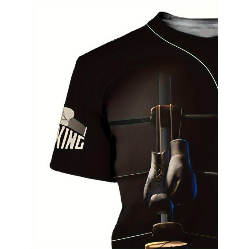 Men's Boxing Gloves 3D Printed T-Shirt Casual Short Sleeve Crewneck Top Cool Sport Match Graphic Tee Trendy Hip Hop Streetwear Men Summer Clothing