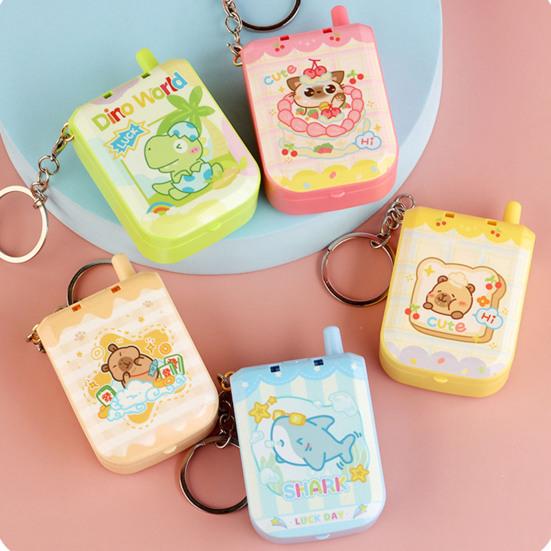 Electric Maze Keychain Toy Sound And Light Interaction Mini Puzzle Game Cute Cartoon Style Portable Decompression Tool Gift for Kids Boys