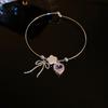 Fashion Women's Bowknot Pendant Bracelet Star Pink Zircon Heart Open Bangle Bracelet Accessory for Women Girl Y2K Style