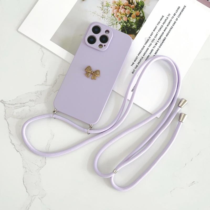 Lanyard Case For Xiaomi Redmi 15 15C 14C 13C A5 A3 Note 14 Pro 13 12 Crossbody Cord Strap Metal Butterfly Diamond Soft TPU Cover